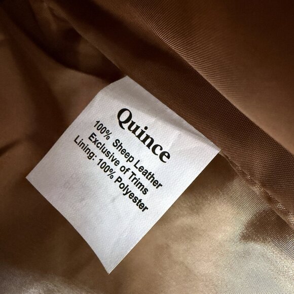 Quince 100% Leather Stand-Collar Jacket size M Women's in Cognac Brown Full Zip - Picture 11 of 16
